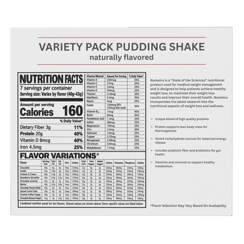 Numetra - Variety Pack Pudding Shake - 1 Box